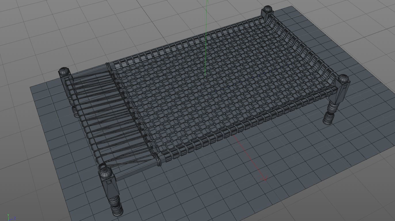 Charpai 3d Model bed with blanket 3D model_5