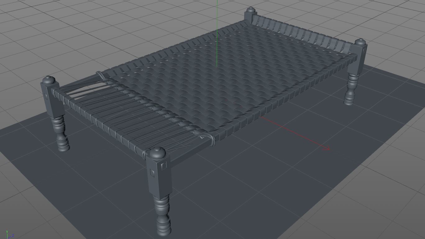 Charpai 3d Model bed with blanket 3D model_4