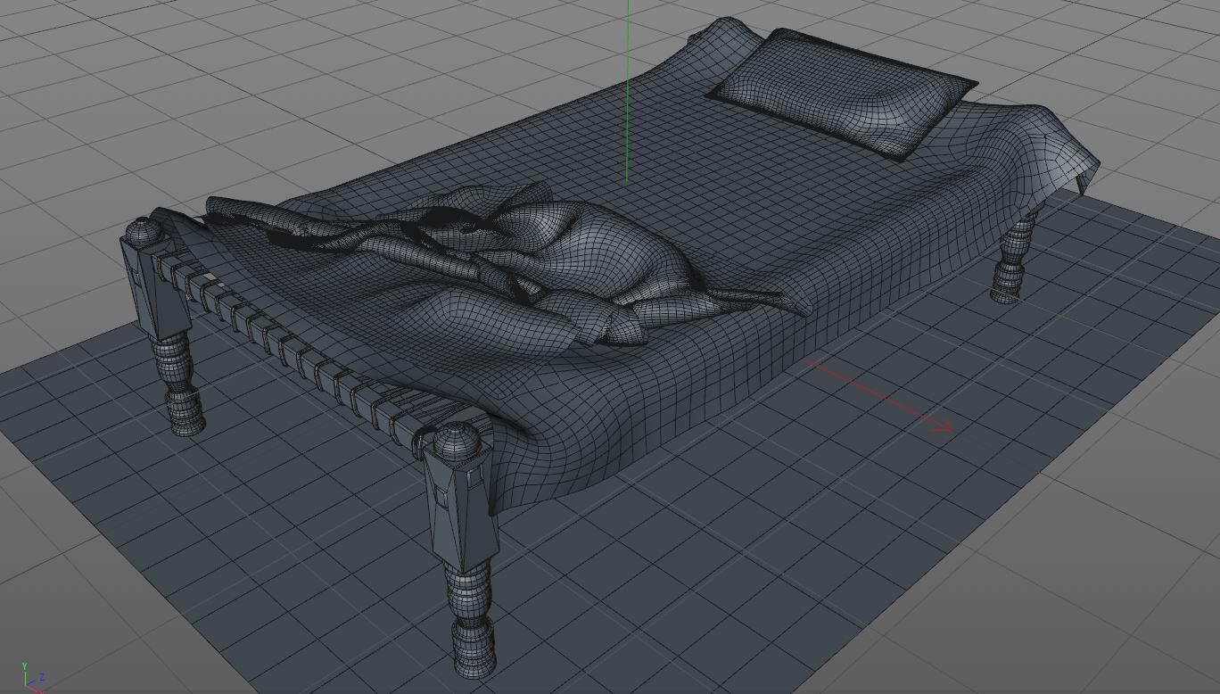 Charpai 3d Model bed with blanket 3D model_3