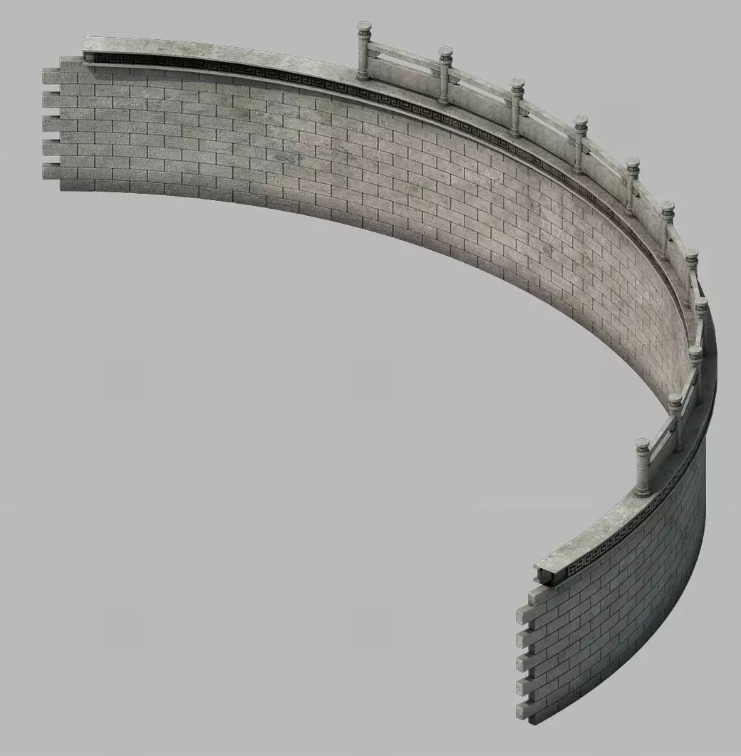 Game Construction - Diaoyutai - Bend Fence 01 3D model_0