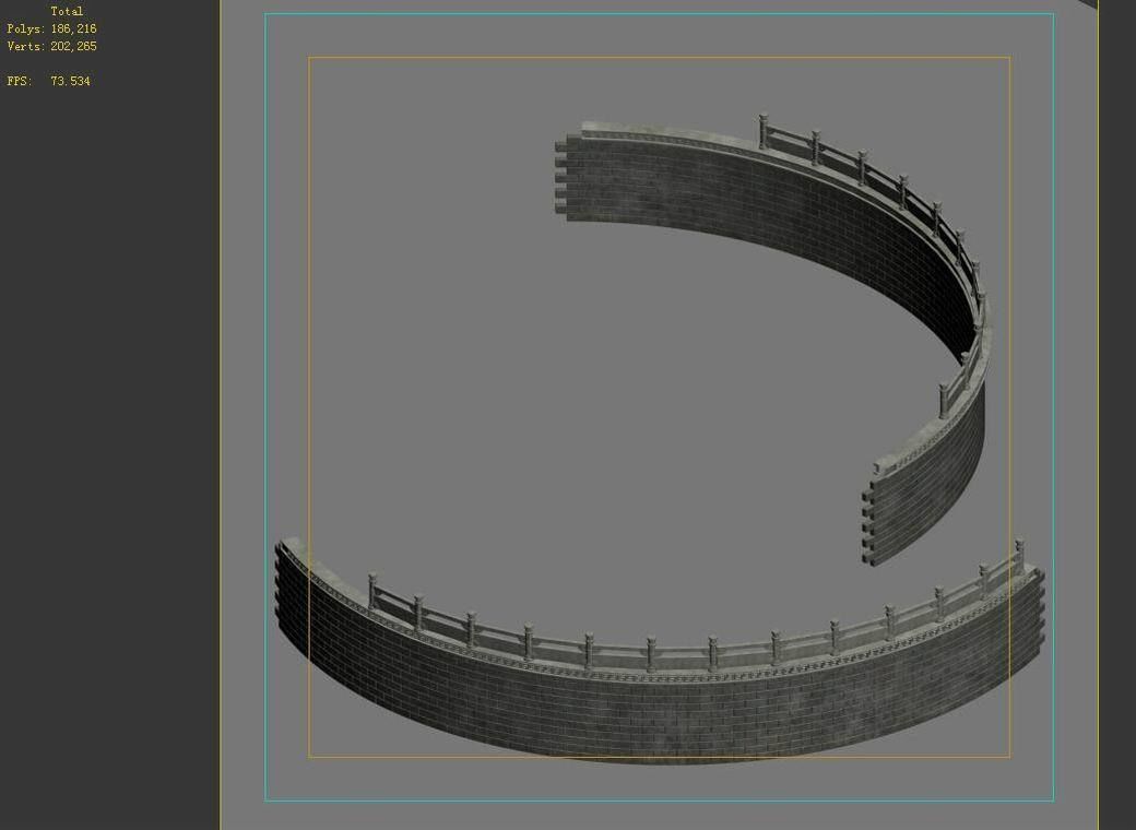 Game Construction - Diaoyutai - Bend Fence 01 3D model_5