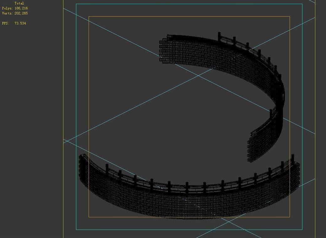 Game Construction - Diaoyutai - Bend Fence 01 3D model_4