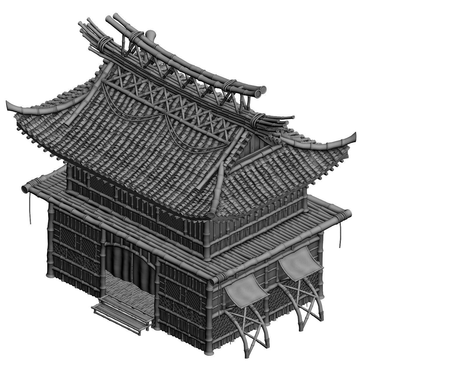 Game Building - Wo Hill Road Building 02 3D model_3