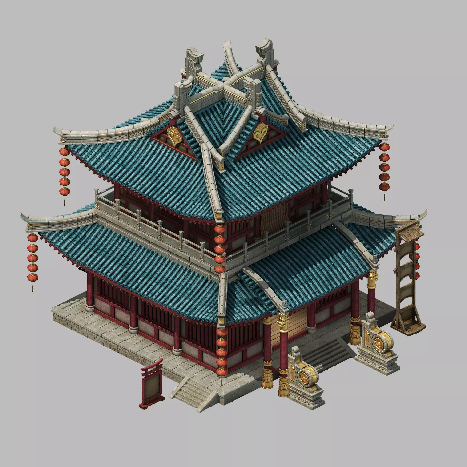 Game Building - Inn - Hotel 01 3D model_0