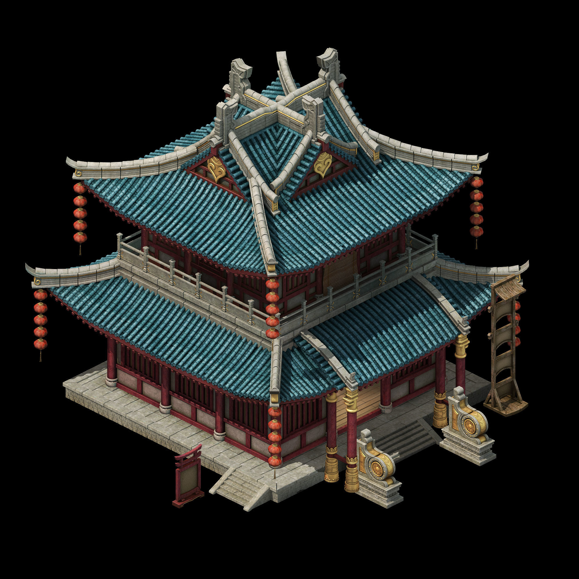 Game Building - Inn - Hotel 01 3D model_1