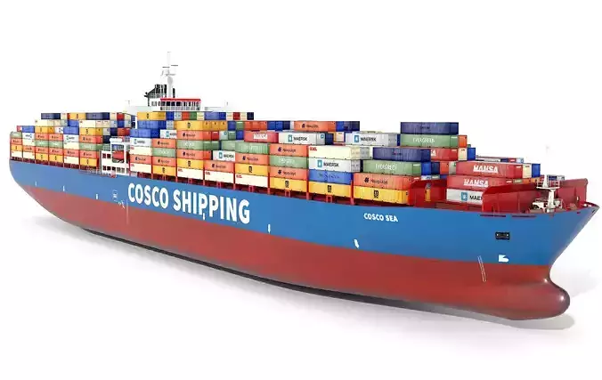 Cosco cargo ship  Low-poly 3D model