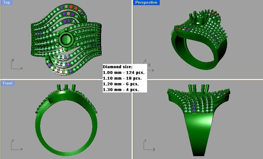 Women cocktail ring 3dm stl render detail  3D print model_3