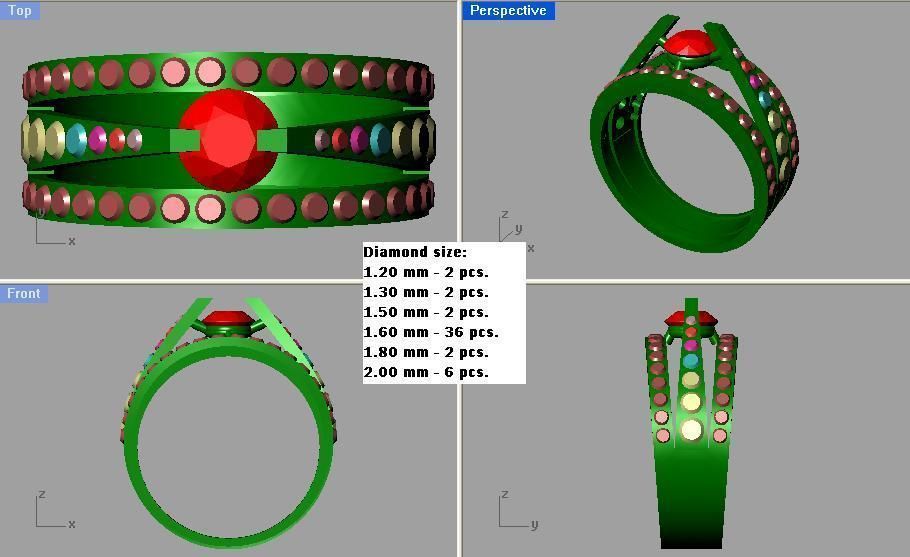 Women cocktail ring 3dm stl render detail 3D print model_3