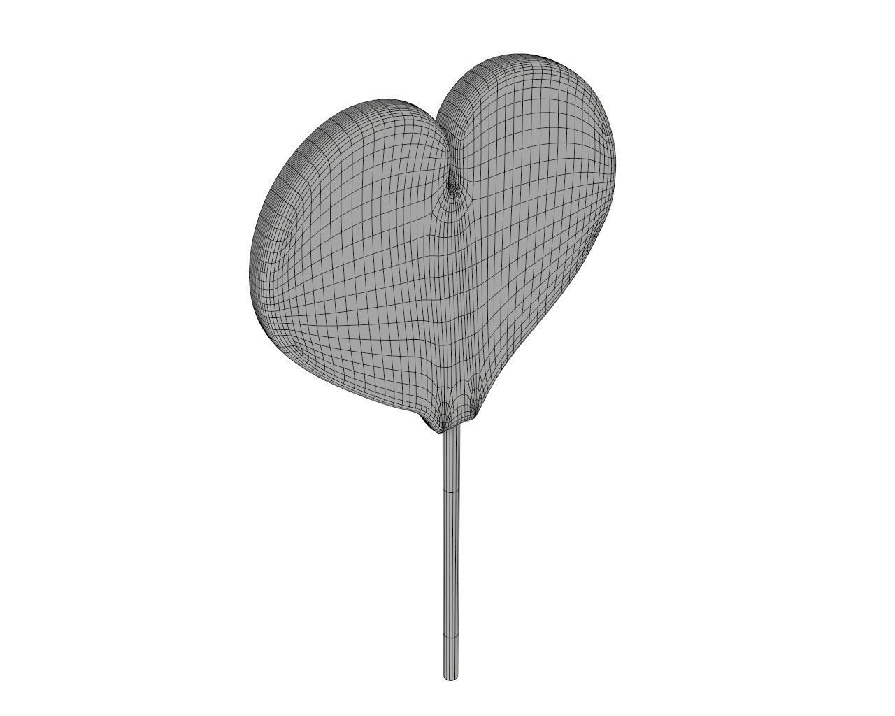 Rainbow lollipop heart shaped candy 3D model_6