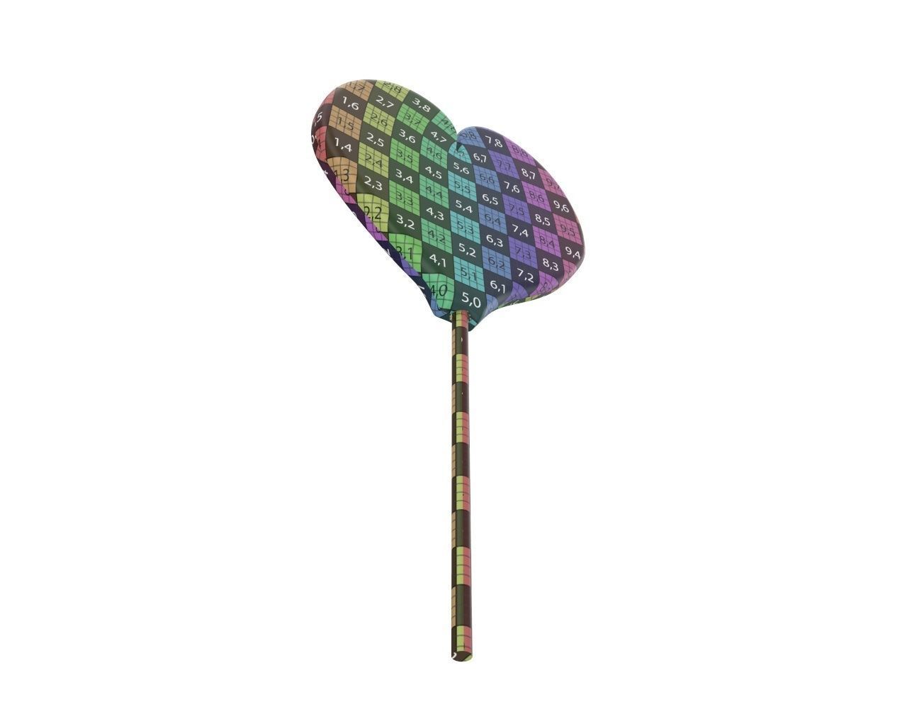 Rainbow lollipop heart shaped candy 3D model_12