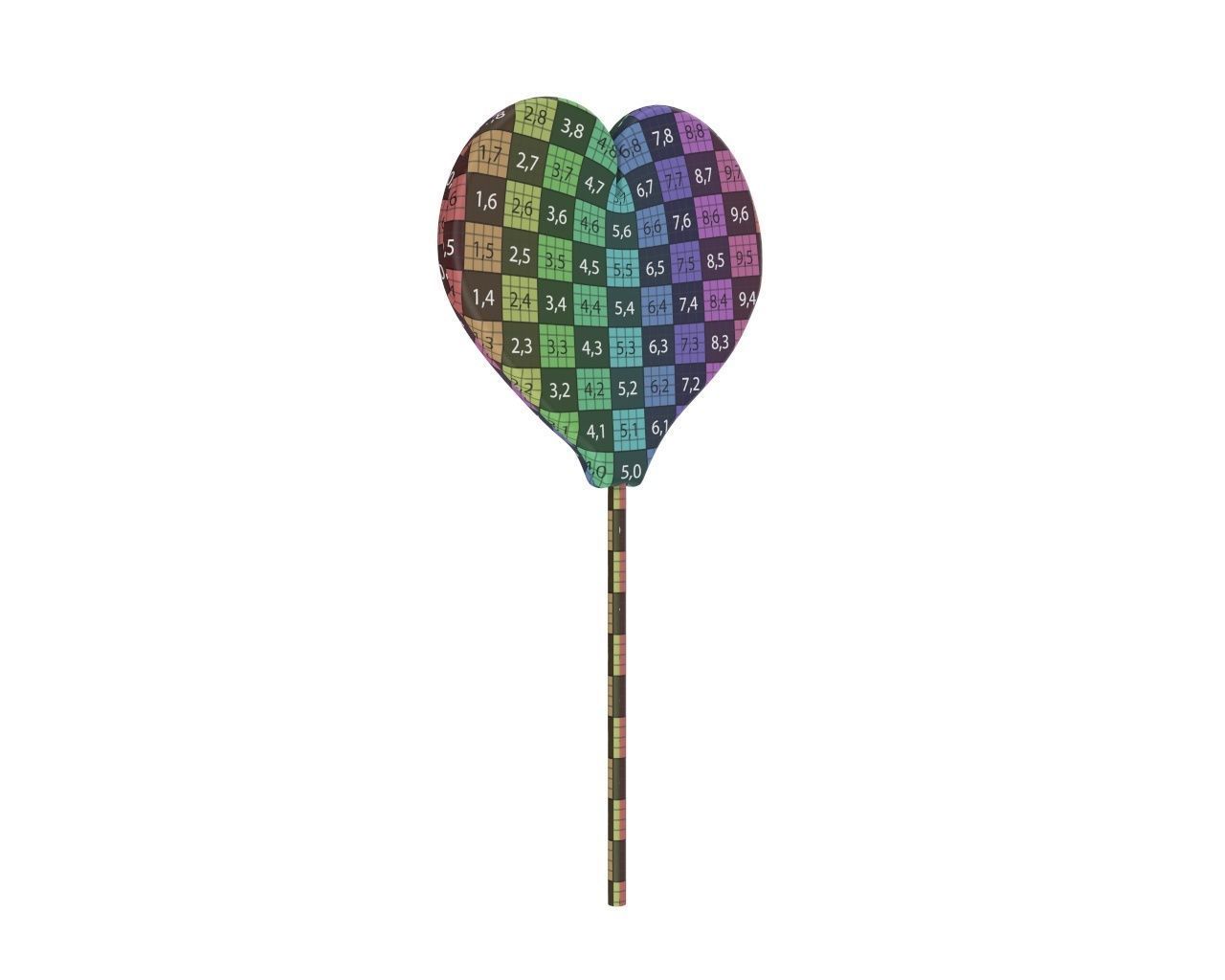 Rainbow lollipop heart shaped candy 3D model_9
