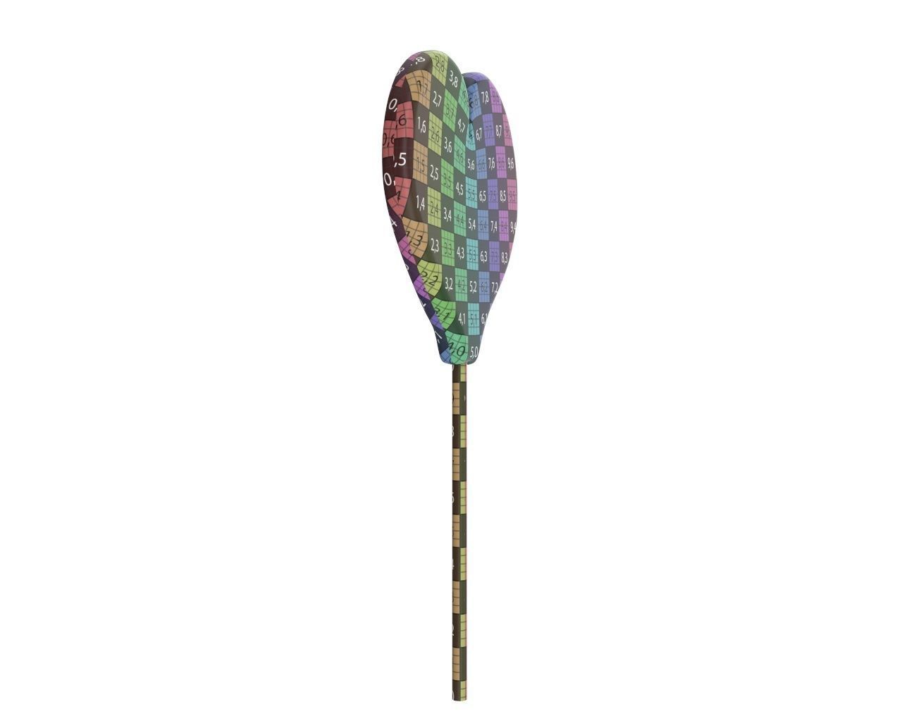 Rainbow lollipop heart shaped candy 3D model_11