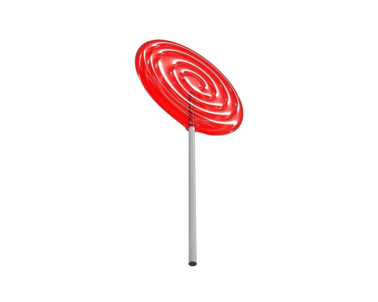 Red big candy lollipop 3D model_4