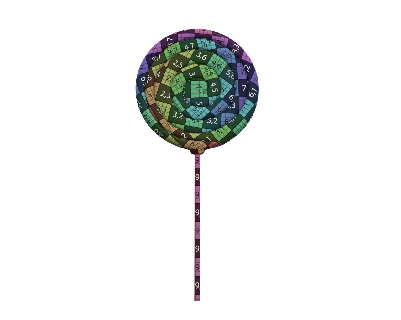 Red big candy lollipop 3D model_10