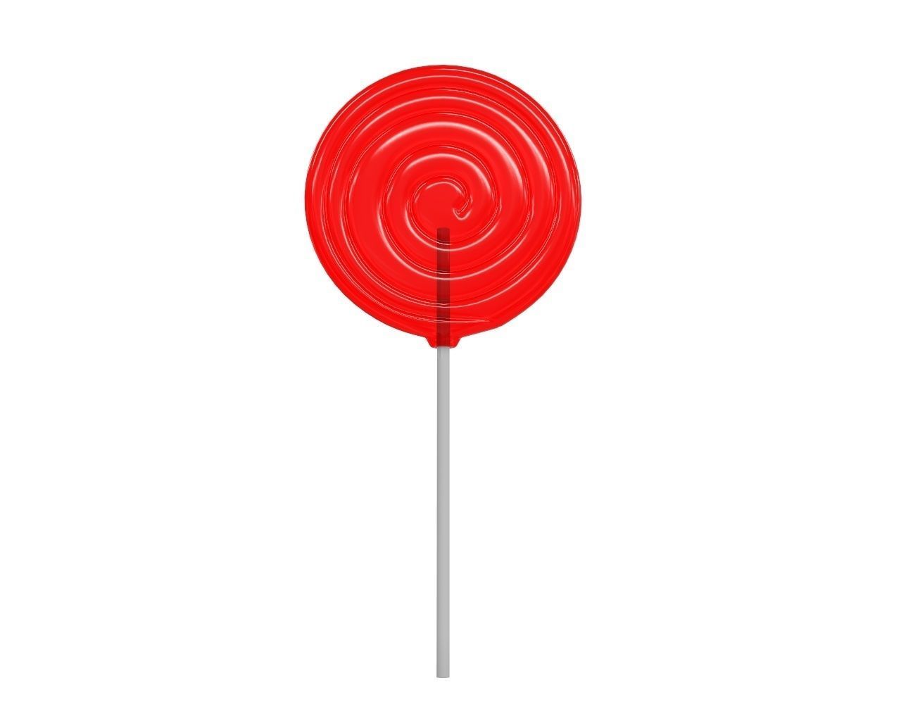 Red big candy lollipop 3D model_2