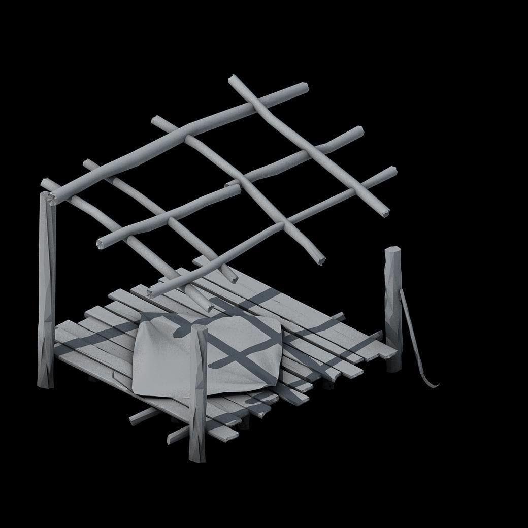 Game Building - Cottages 011 3D model_4