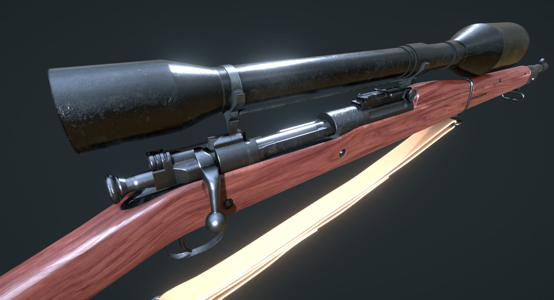WW2 Springfield M1903 Sniper with Attachments Low-poly 3D model_11