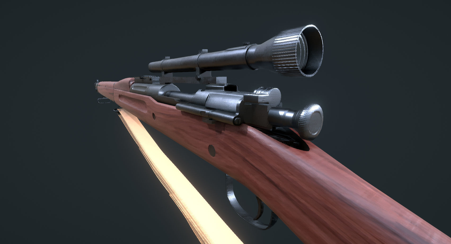 WW2 Springfield M1903 Sniper with Attachments Low-poly 3D model_6