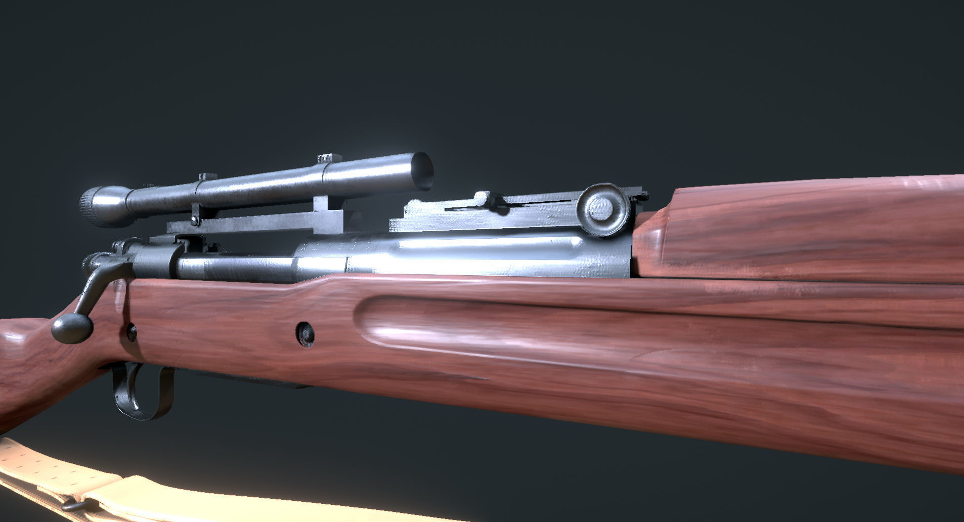 WW2 Springfield M1903 Sniper with Attachments Low-poly 3D model_3