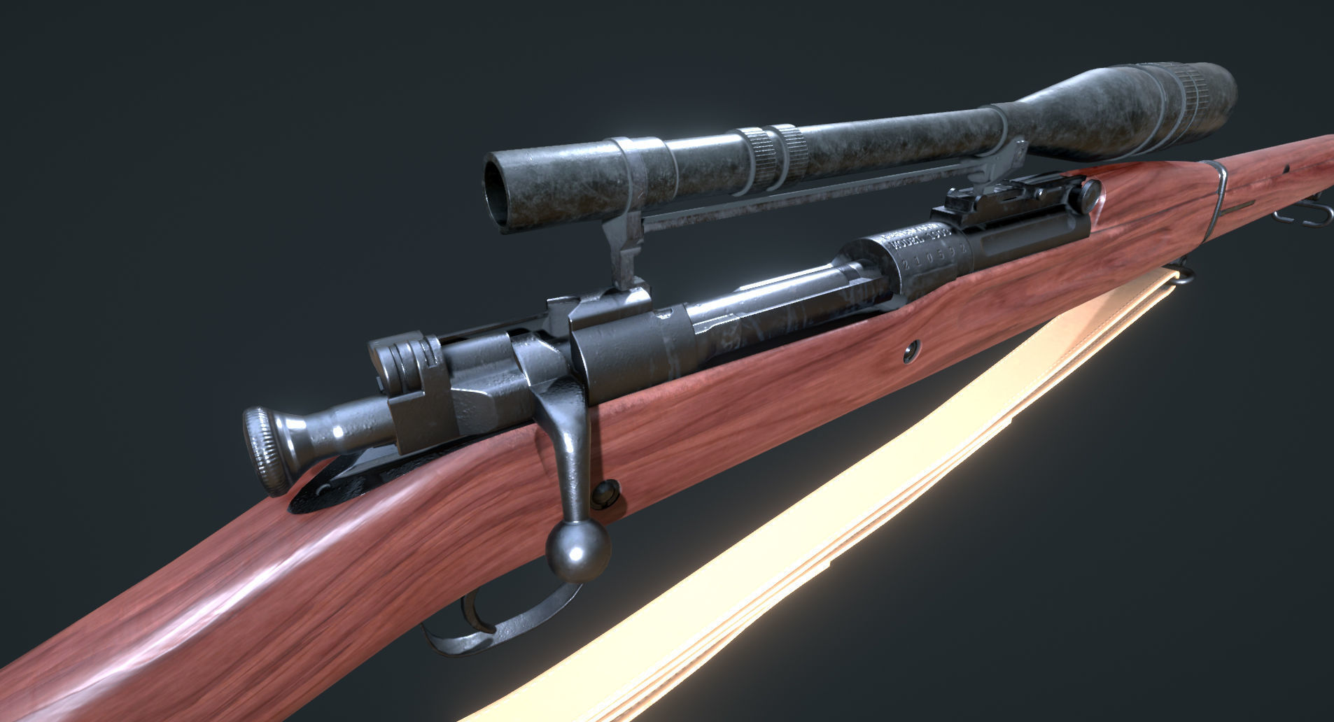 WW2 Springfield M1903 Sniper with Attachments Low-poly 3D model_12