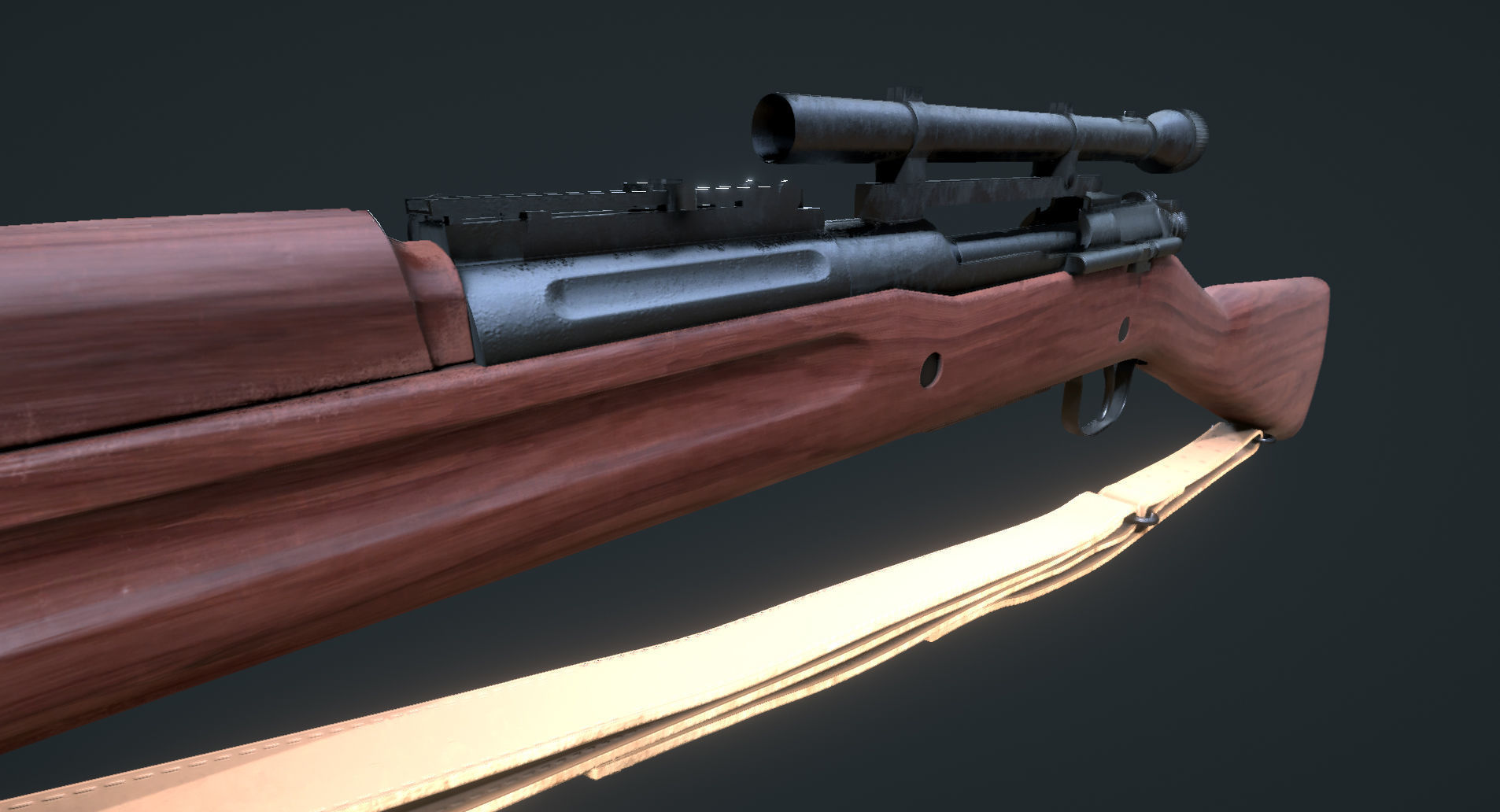WW2 Springfield M1903 Sniper with Attachments Low-poly 3D model_9