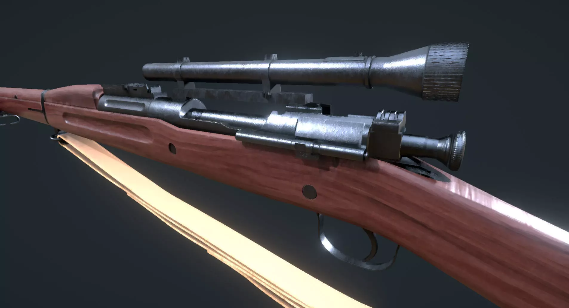 WW2 Springfield M1903 Sniper with Attachments Low-poly 3D model_0