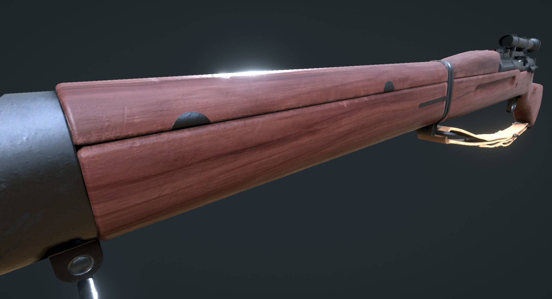 WW2 Springfield M1903 Sniper with Attachments Low-poly 3D model_8
