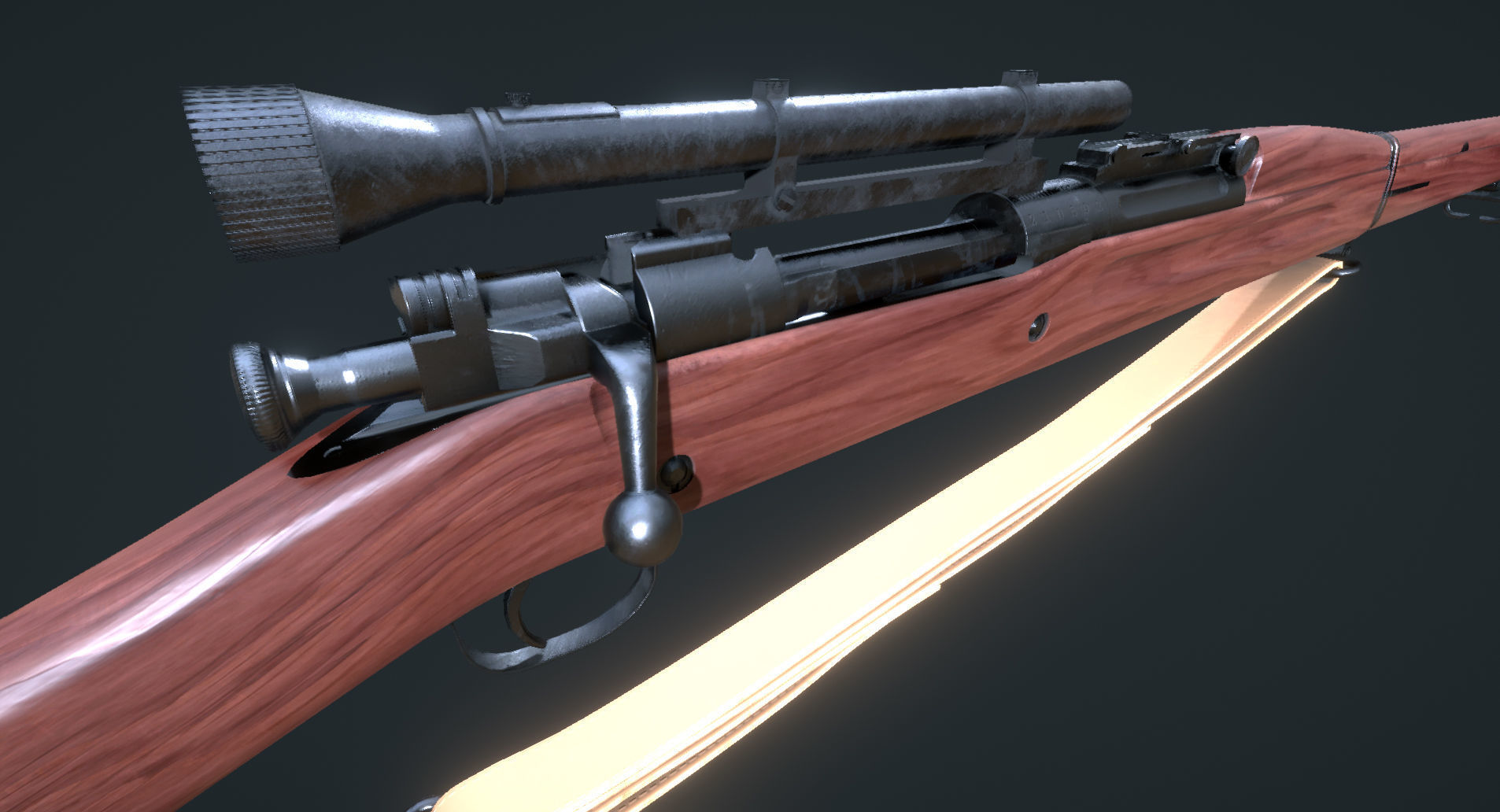WW2 Springfield M1903 Sniper with Attachments Low-poly 3D model_10