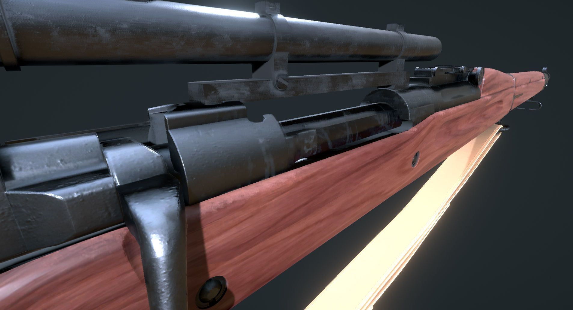 WW2 Springfield M1903 Sniper with Attachments Low-poly 3D model_7