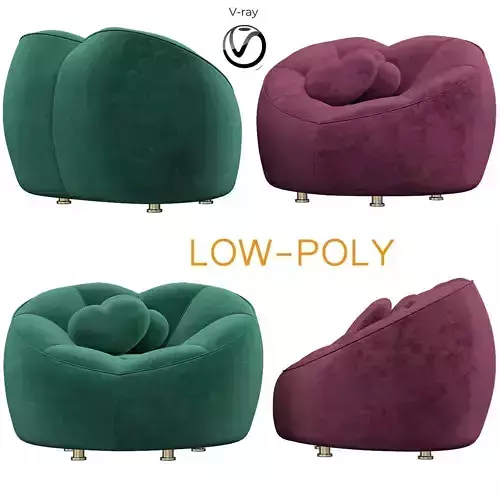 The Lovers Velvet Chair 3d model