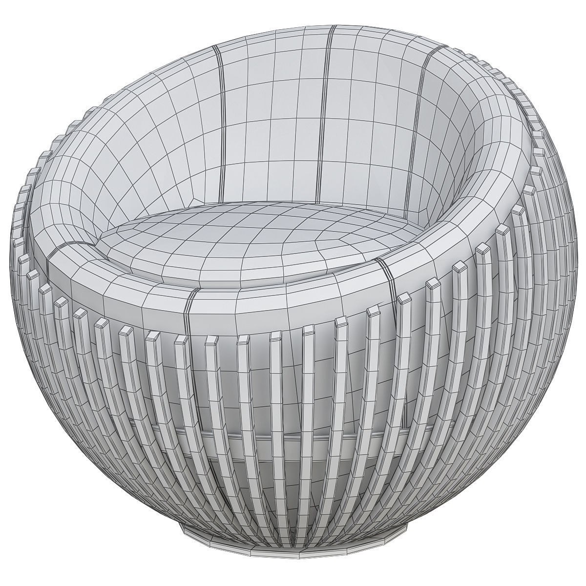 Attractive round chair on low revolving base 3d model Low-poly 3D model_1