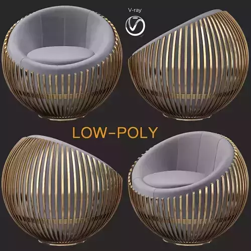 Attractive round chair on low revolving base 3d model