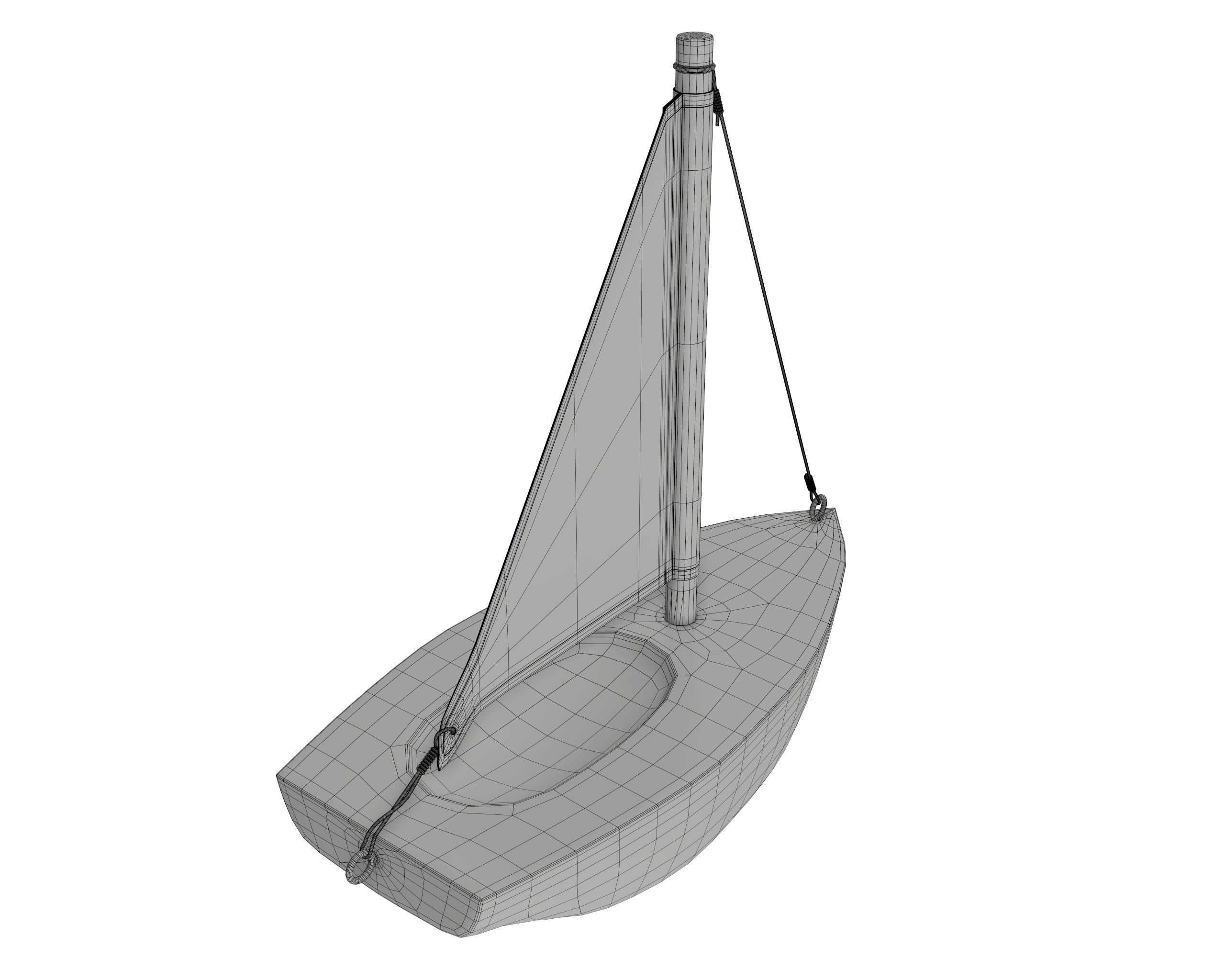 Wooden sailboat 3D model_6