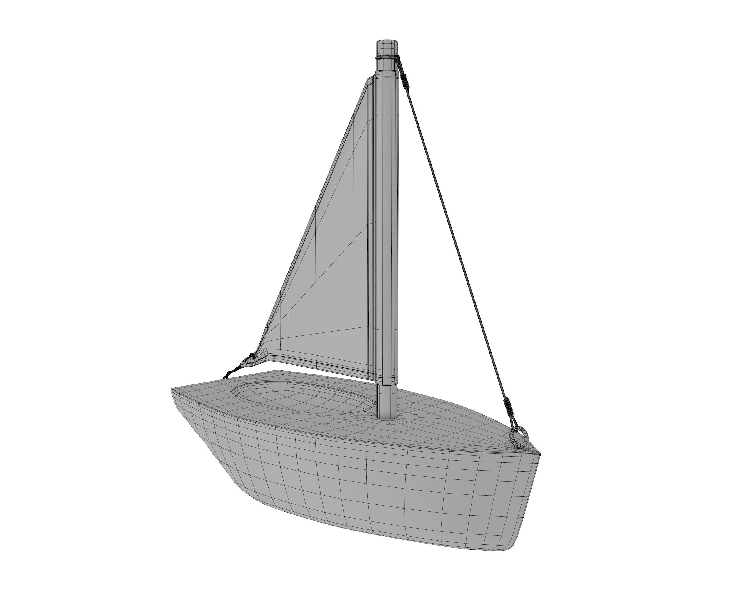 Wooden sailboat 3D model_5