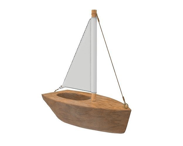 Wooden sailboat 3D model