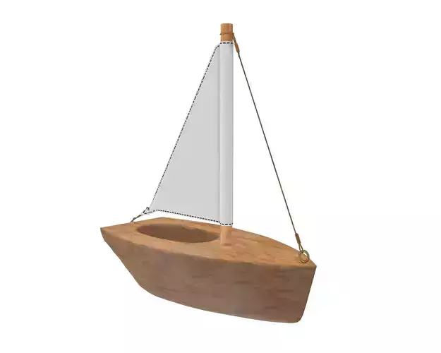 Wooden sailboat 3D model