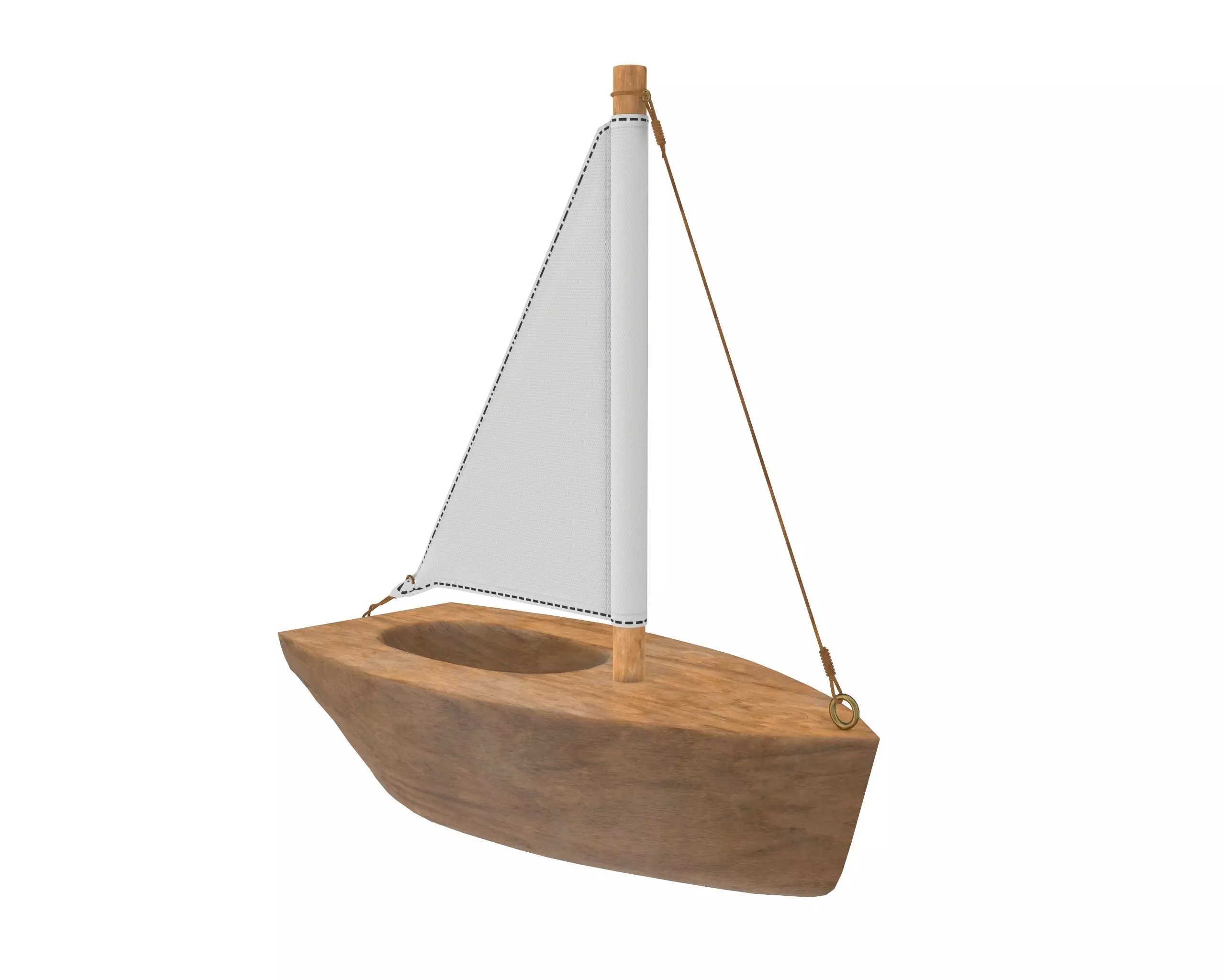 Wooden sailboat 3D model_0