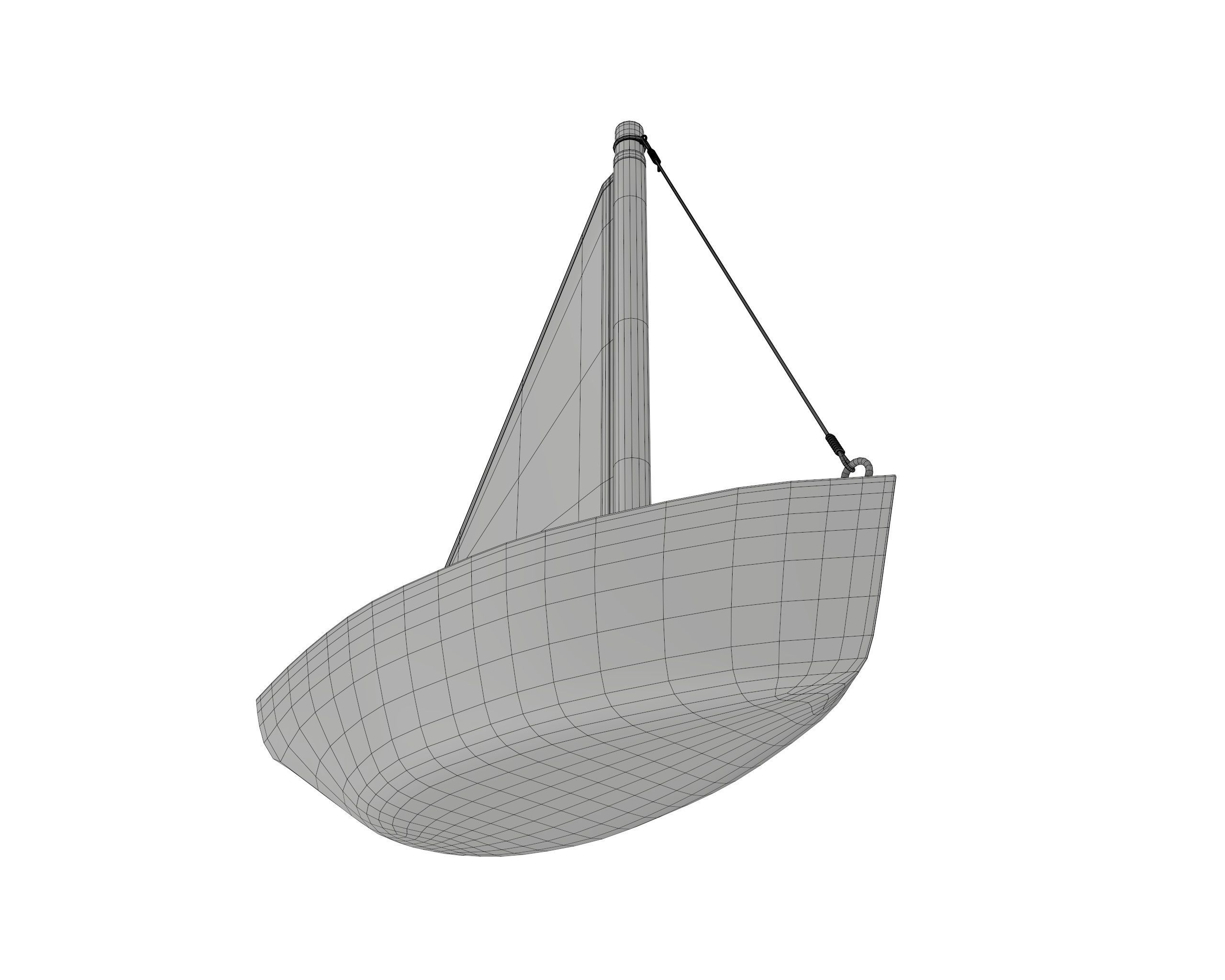 Wooden sailboat 3D model_8
