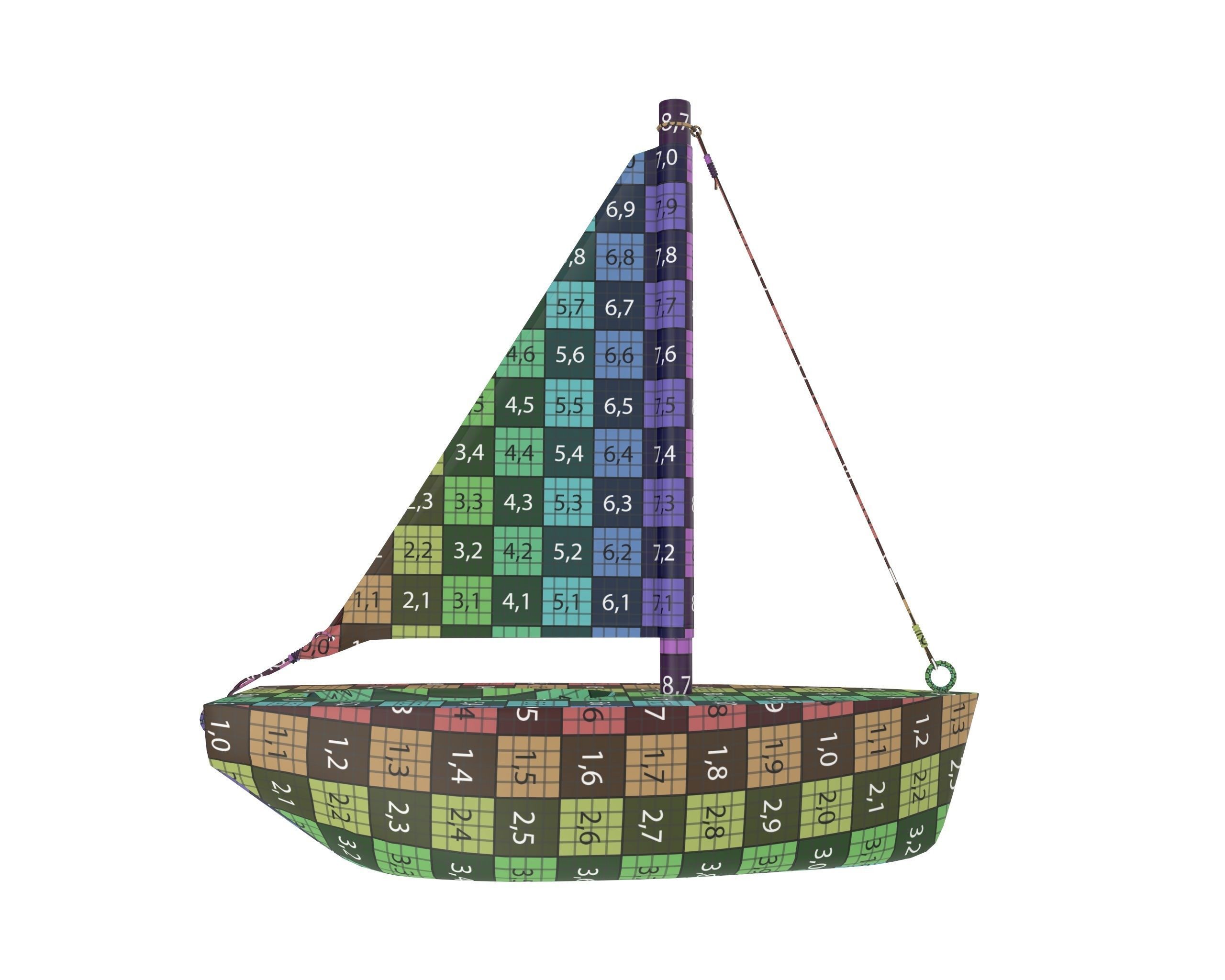 Wooden sailboat 3D model_11