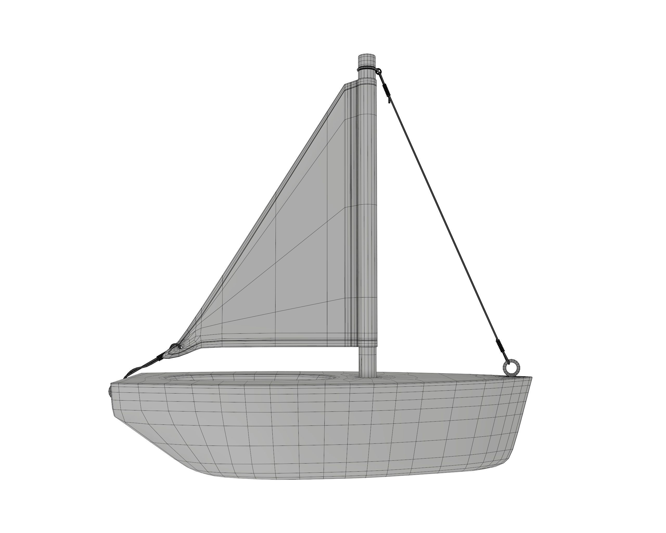 Wooden sailboat 3D model_7