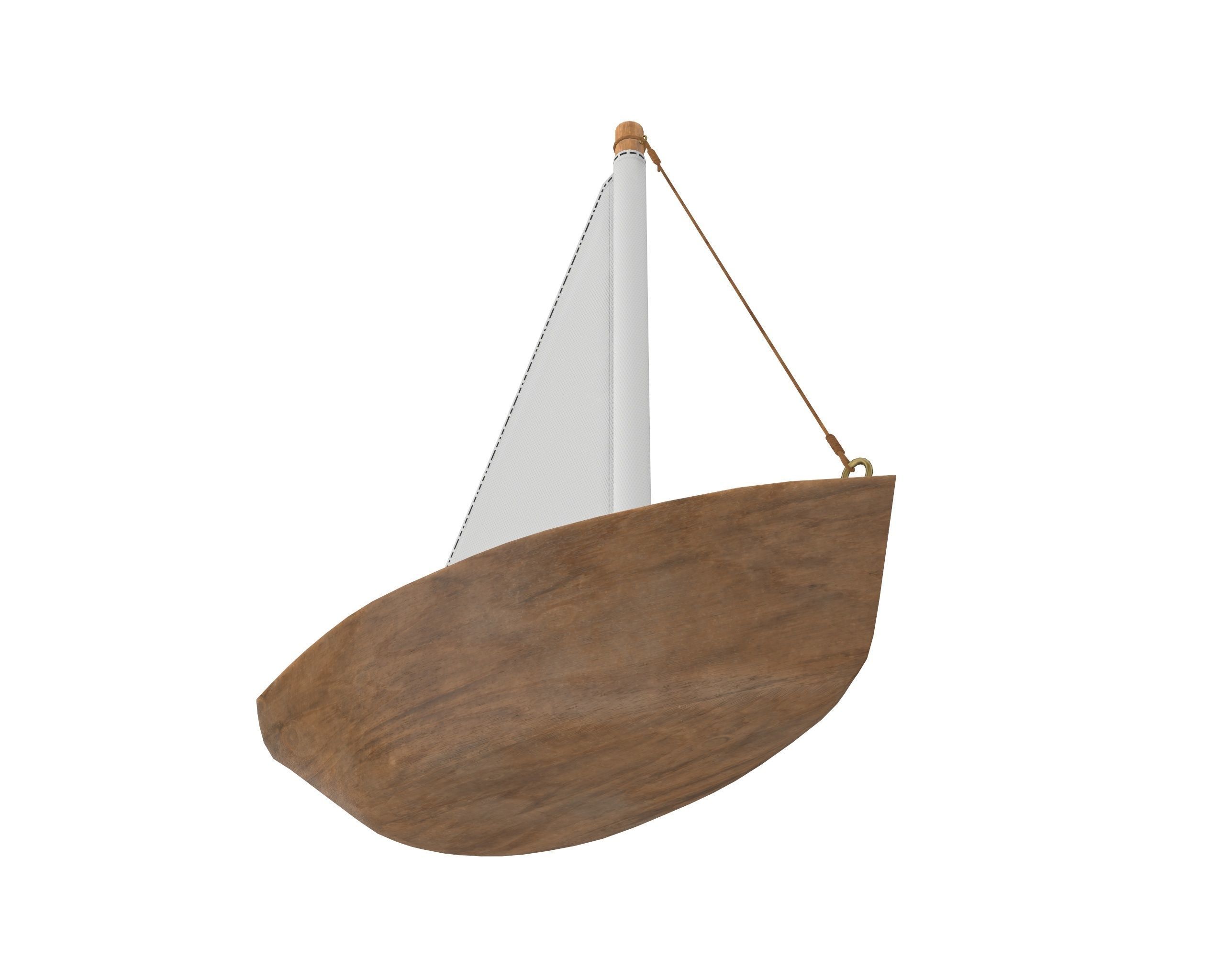 Wooden sailboat 3D model_4