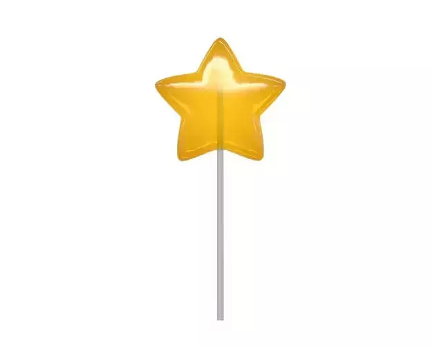 Yellow red stars shaped lollipop 3D model