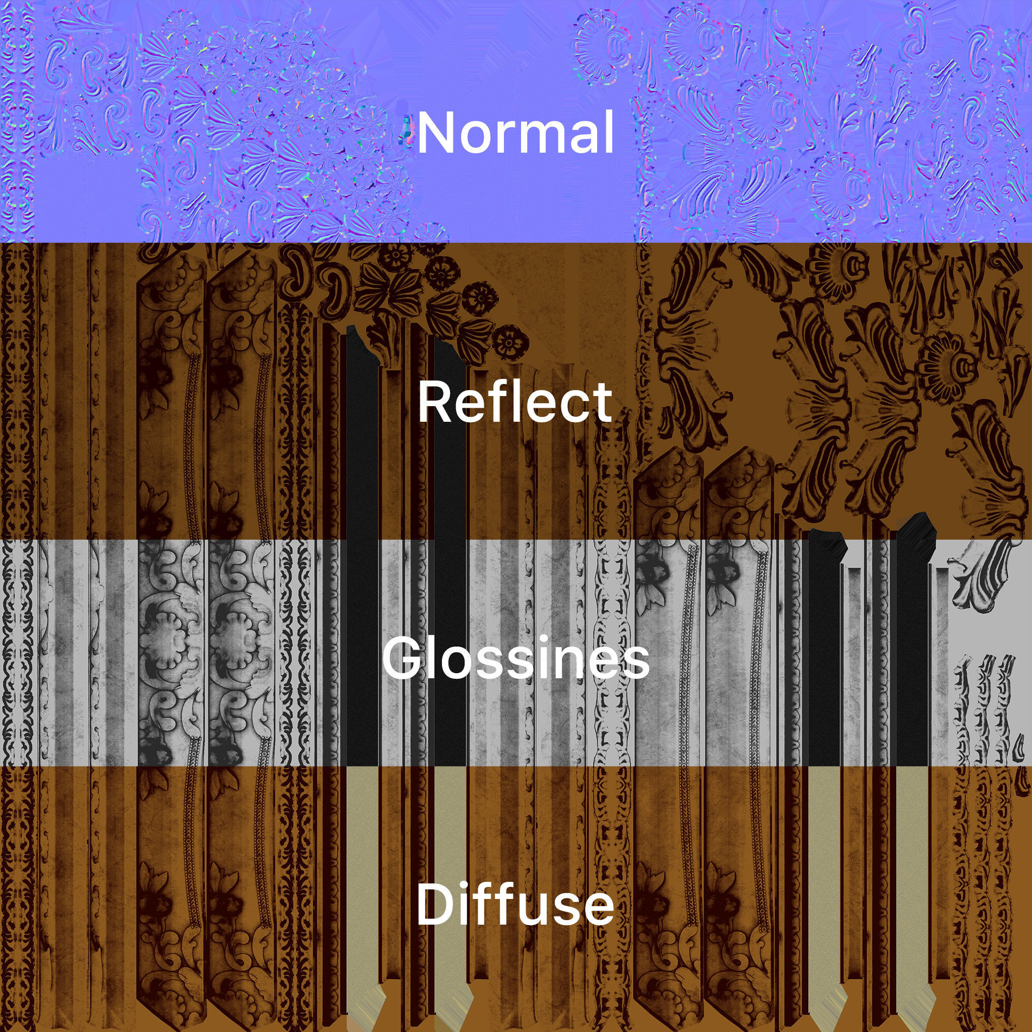 Frame picture gold v3 3D model_14