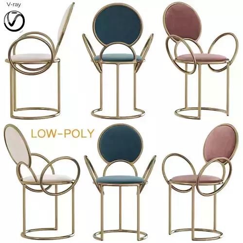 Chair With Delicate Loop Armrests By Studio 3d model Low-poly 3D model