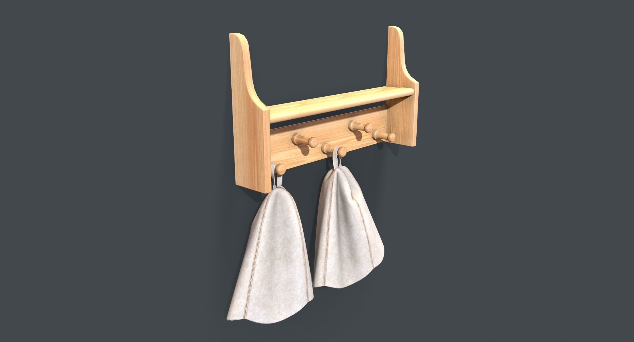 Sauna Shelf and Hats Low-poly 3D model_2
