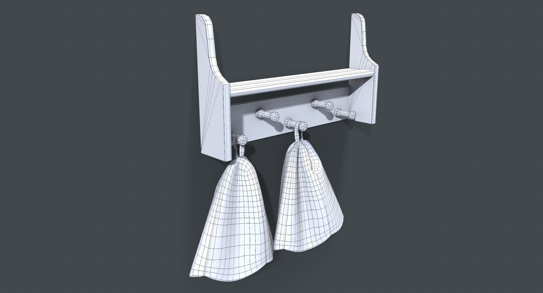 Sauna Shelf and Hats Low-poly 3D model_7
