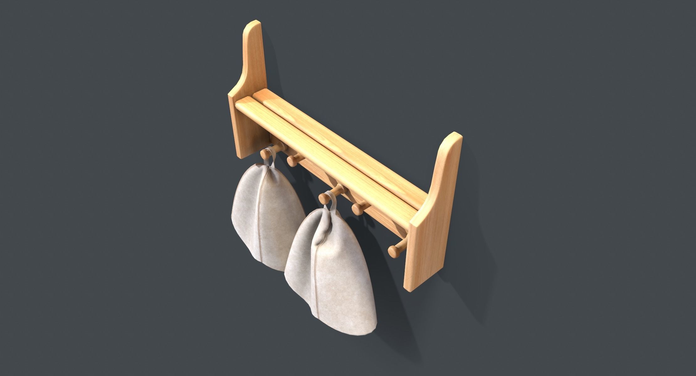 Sauna Shelf and Hats Low-poly 3D model_3