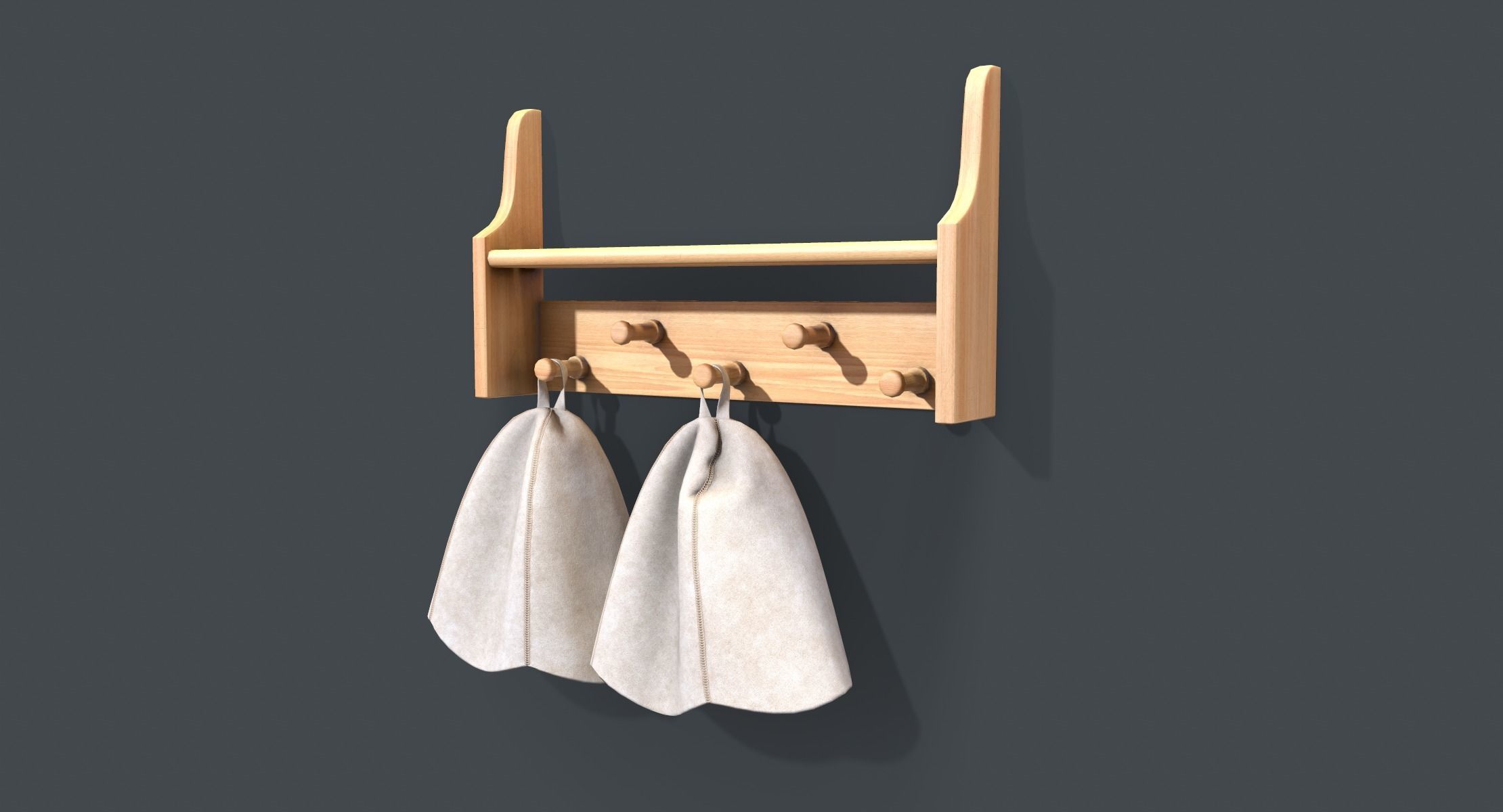 Sauna Shelf and Hats Low-poly 3D model_1
