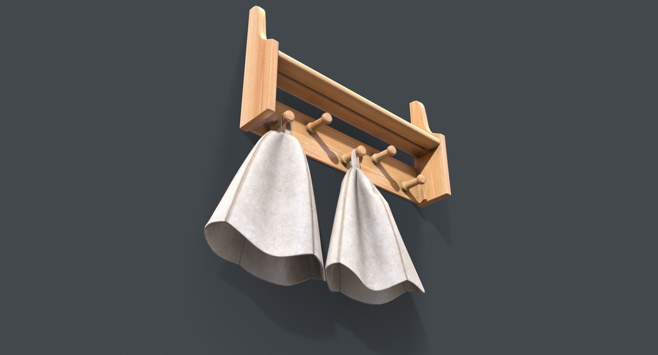 Sauna Shelf and Hats Low-poly 3D model_4