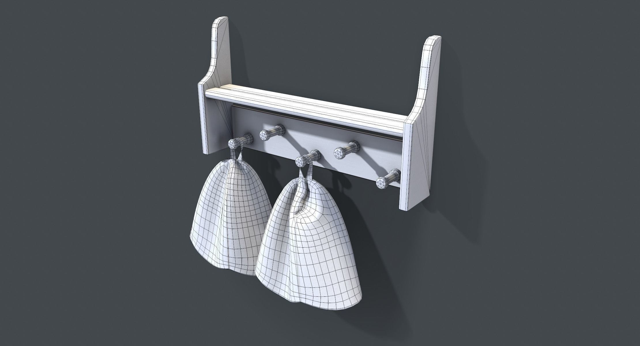 Sauna Shelf and Hats Low-poly 3D model_6